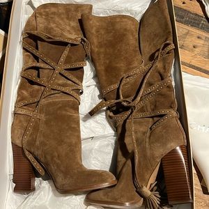Michael Kors tall camel suede boots